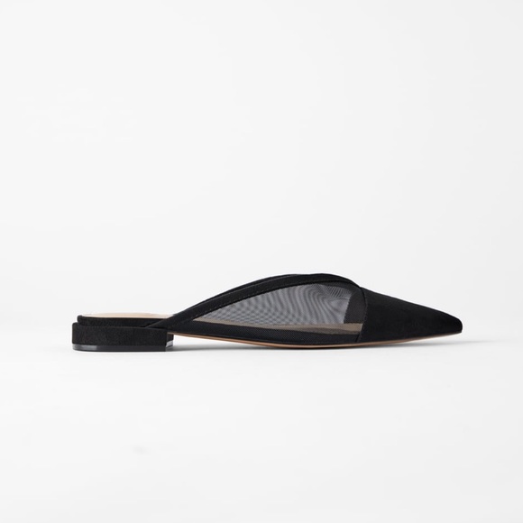 zara flat mesh mules